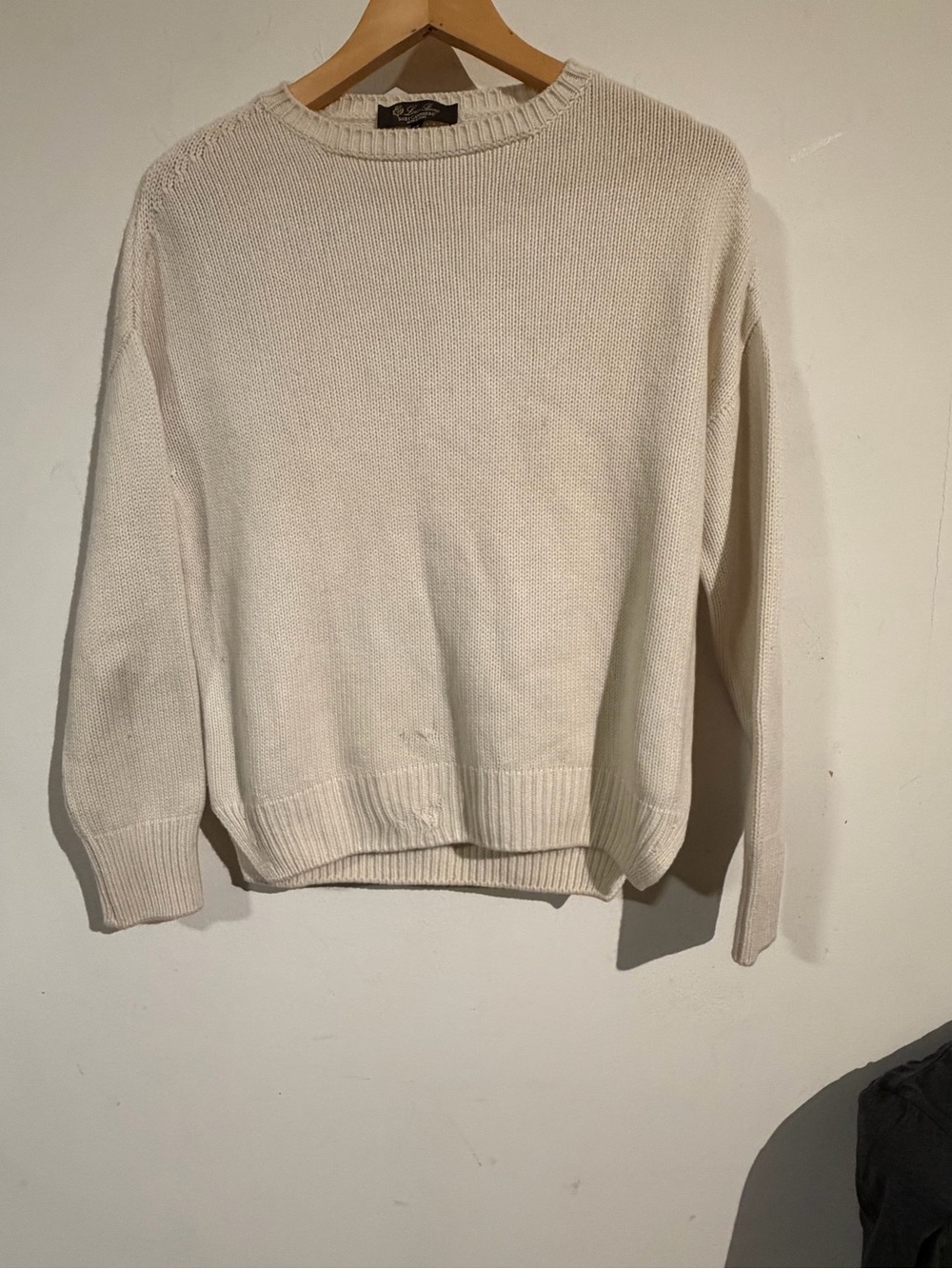 Loro Piana Cream Crewneck Knit Sweater